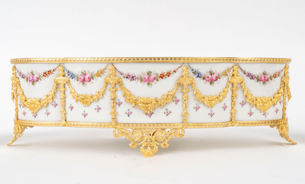 A Porcelain And Gilt Bronze Set, Late 19th Century -photo-1