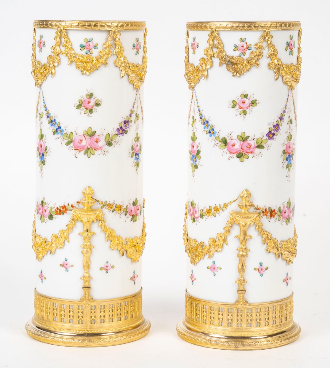 A Porcelain And Gilt Bronze Set, Late 19th Century -photo-2