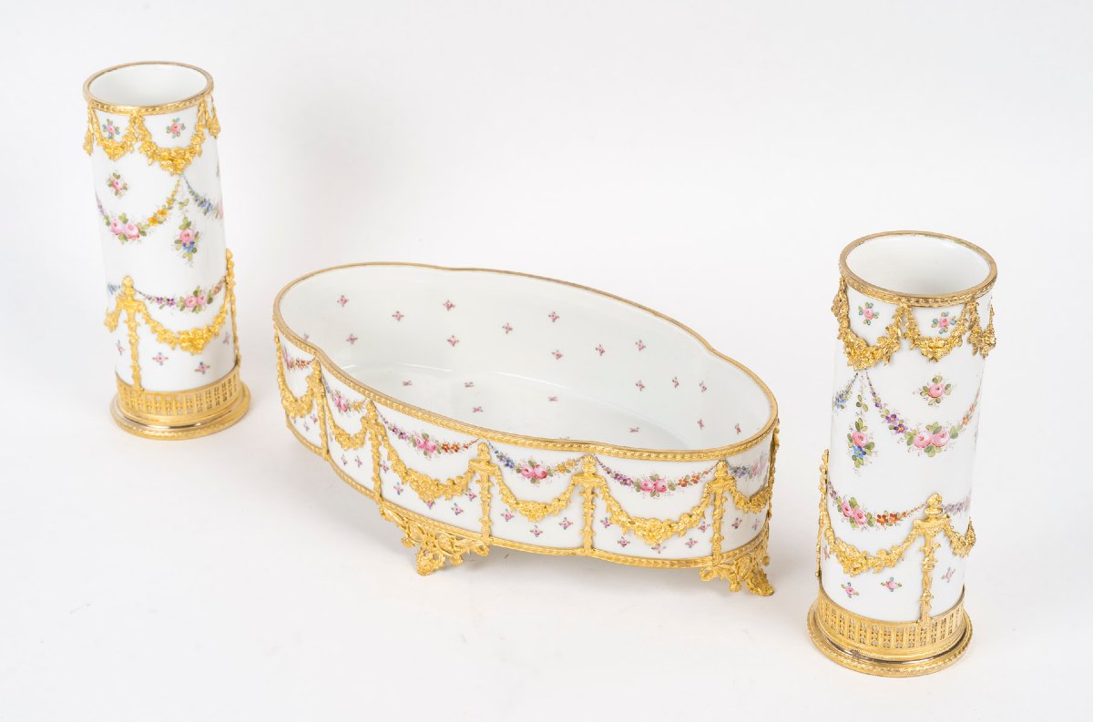 A Porcelain And Gilt Bronze Set, Late 19th Century -photo-8