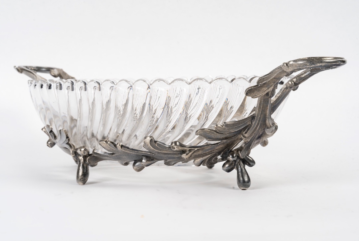 A 19th Century Crystal And Silver-plated Bronze Jardiniere Bowl -photo-2