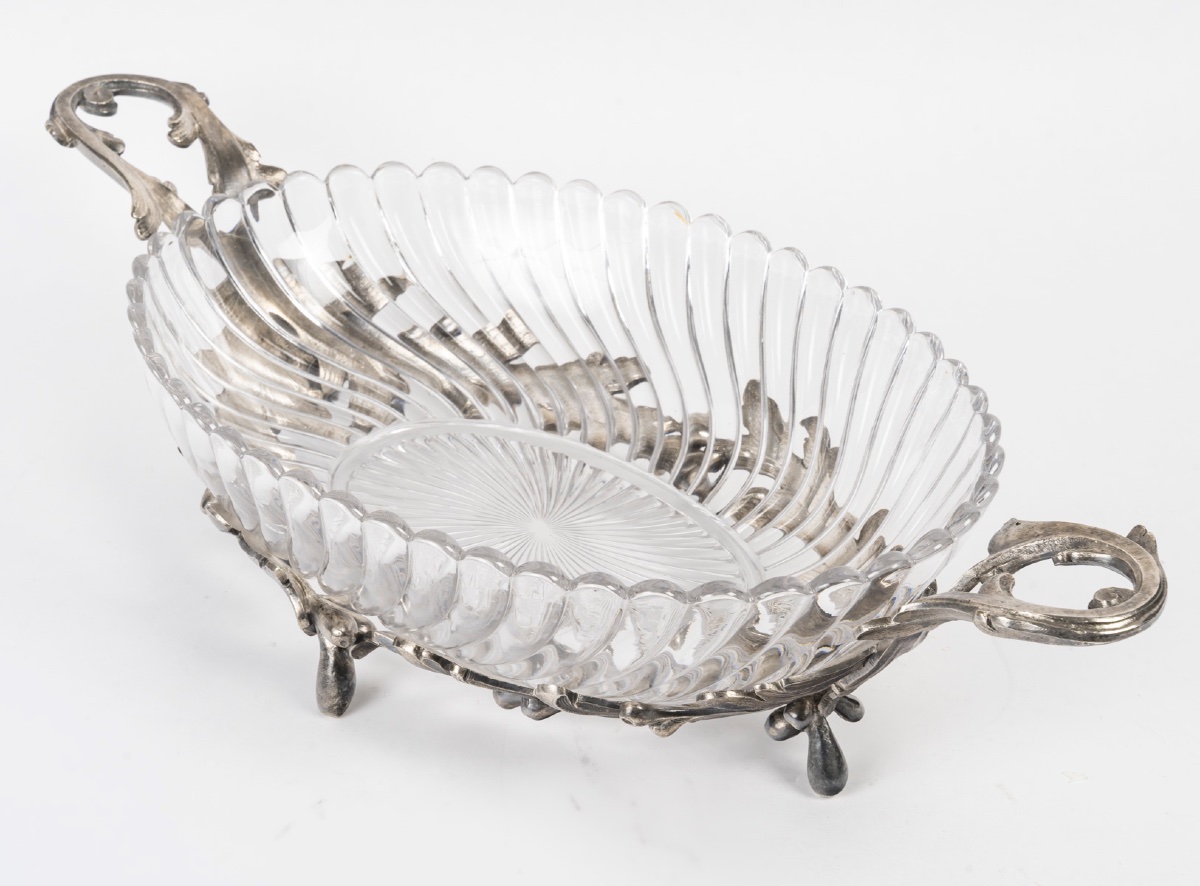 A 19th Century Crystal And Silver-plated Bronze Jardiniere Bowl -photo-3