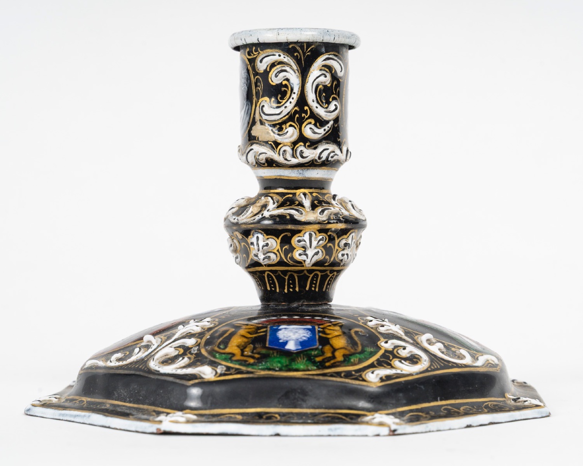 An Enamel Candlestick, Late 19th Century -photo-2