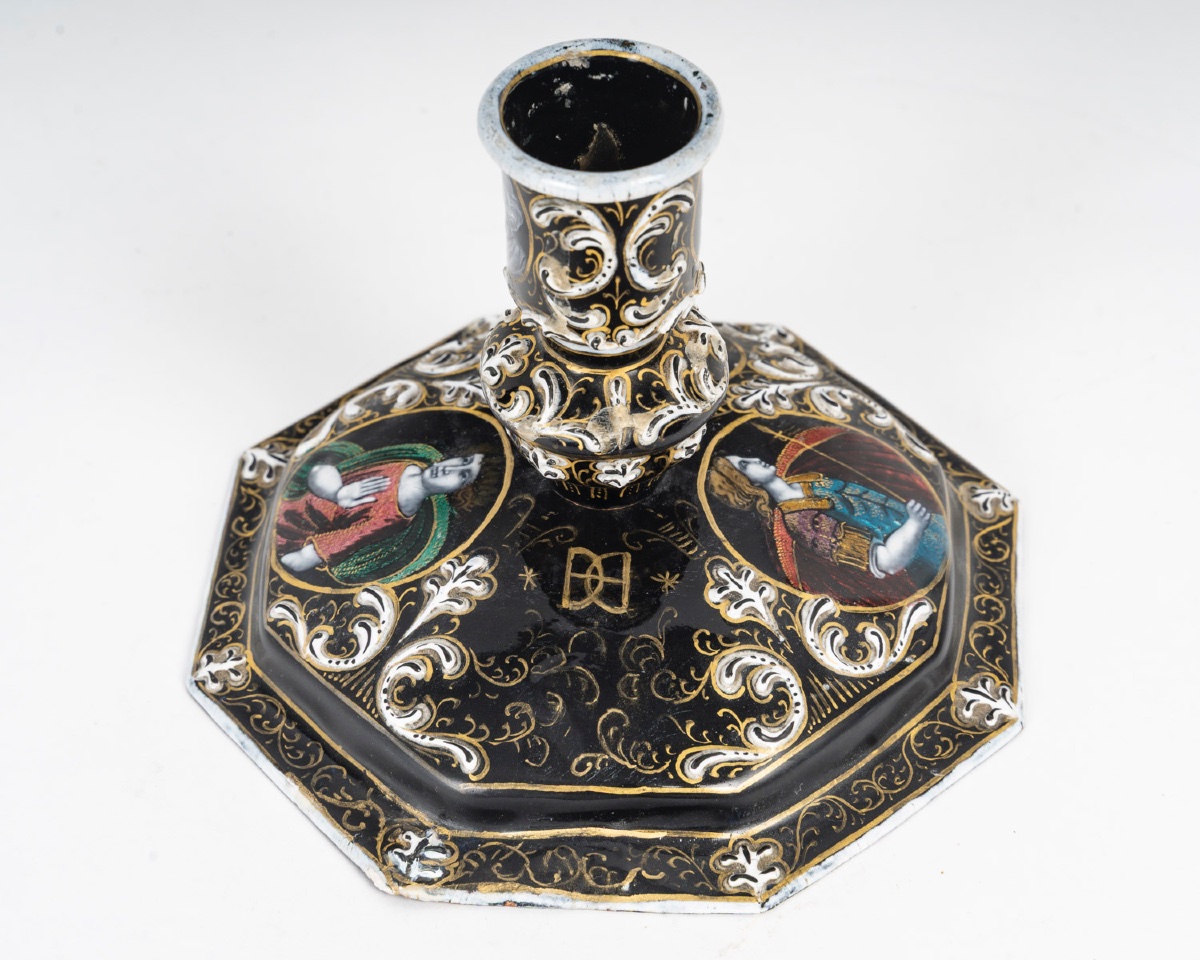 An Enamel Candlestick, Late 19th Century -photo-1