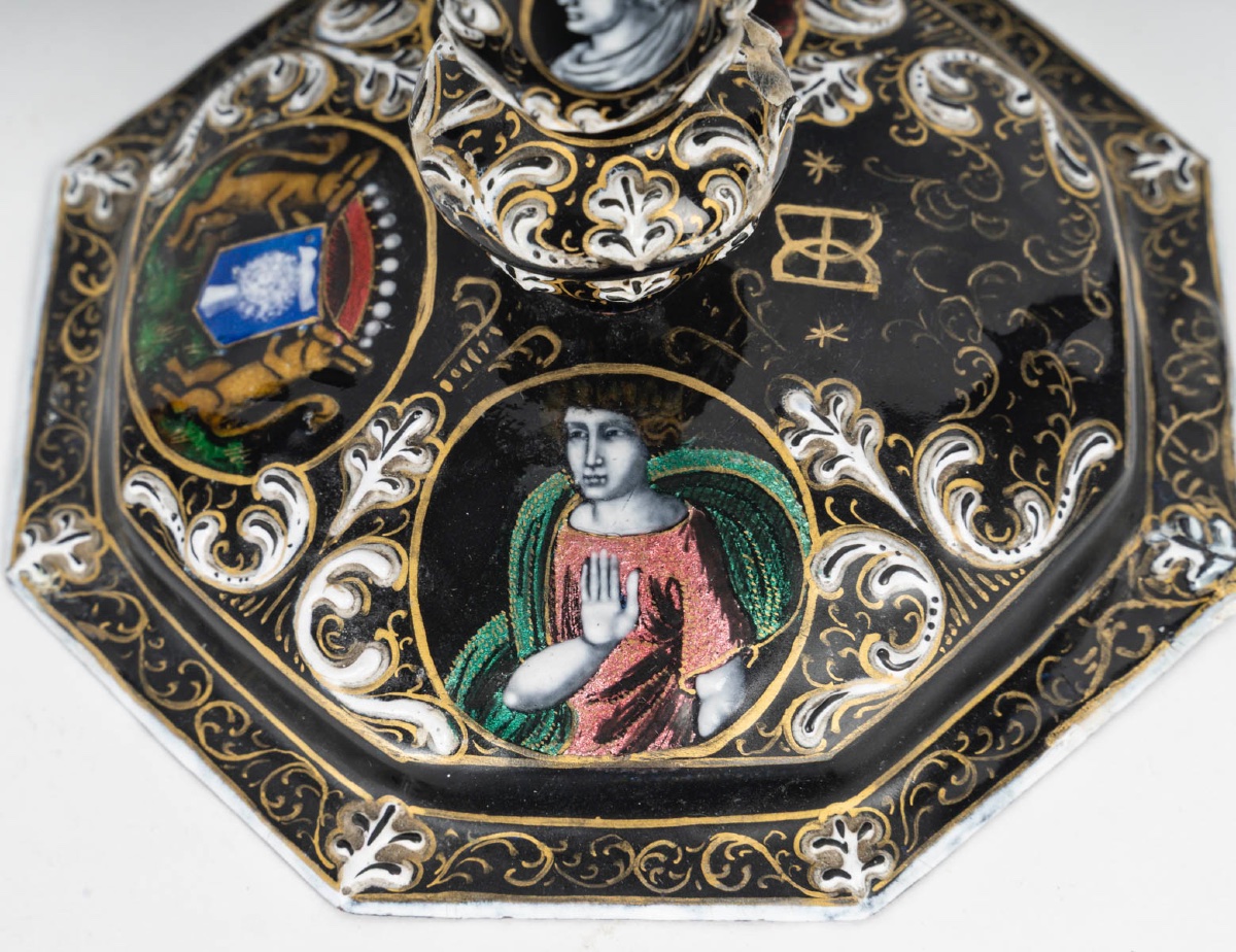 An Enamel Candlestick, Late 19th Century -photo-2