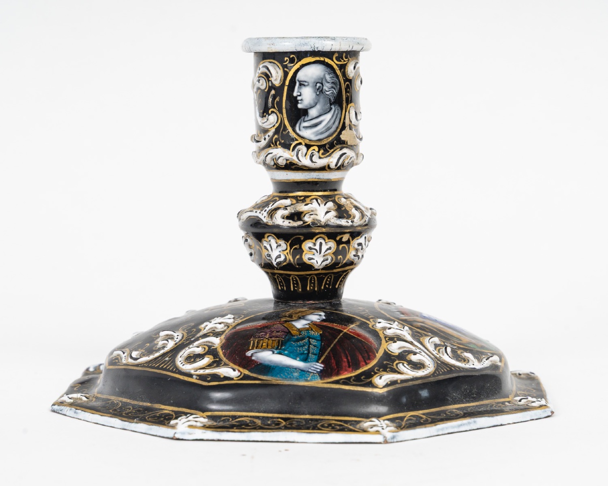 An Enamel Candlestick, Late 19th Century -photo-7