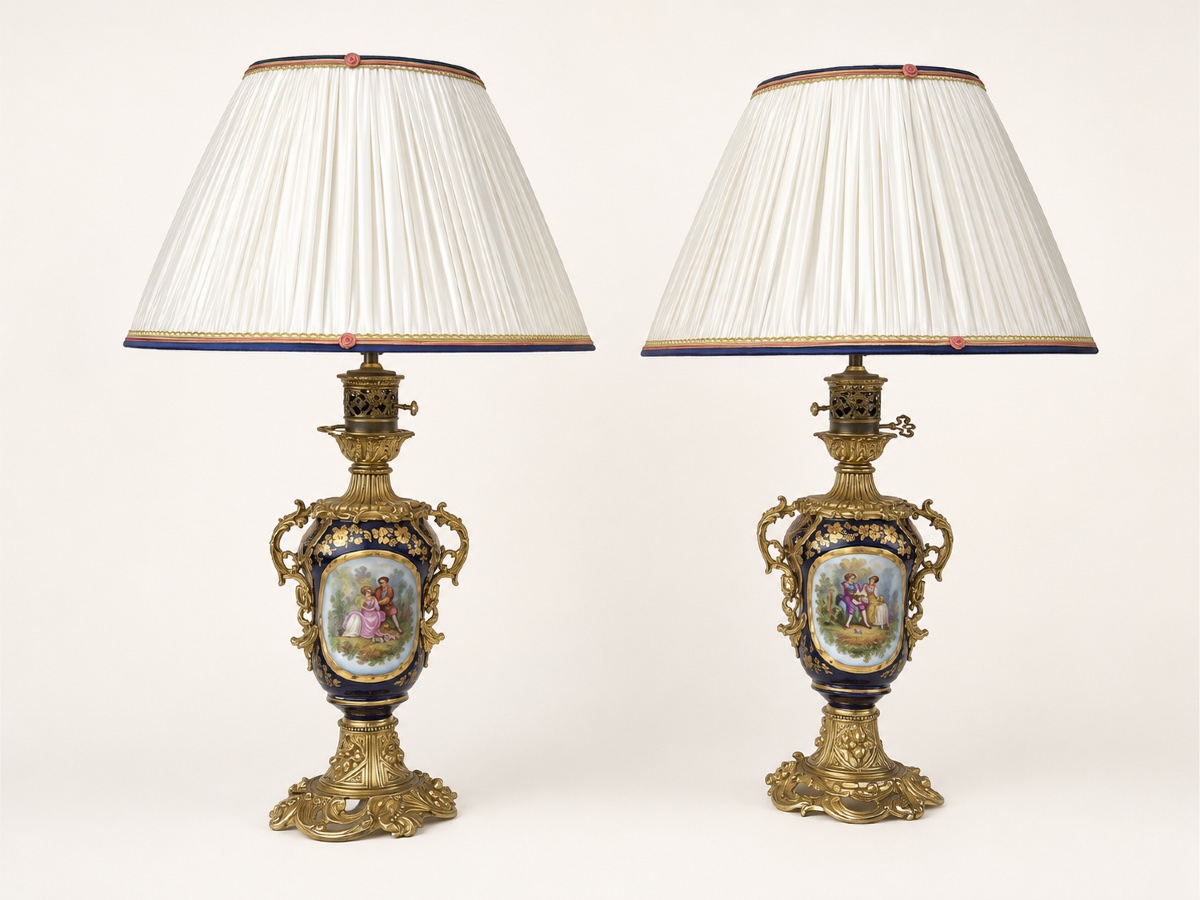 Pair Of Bayeux Porcelain And Gilt-bronze Lamps – Late 19th Century-photo-3