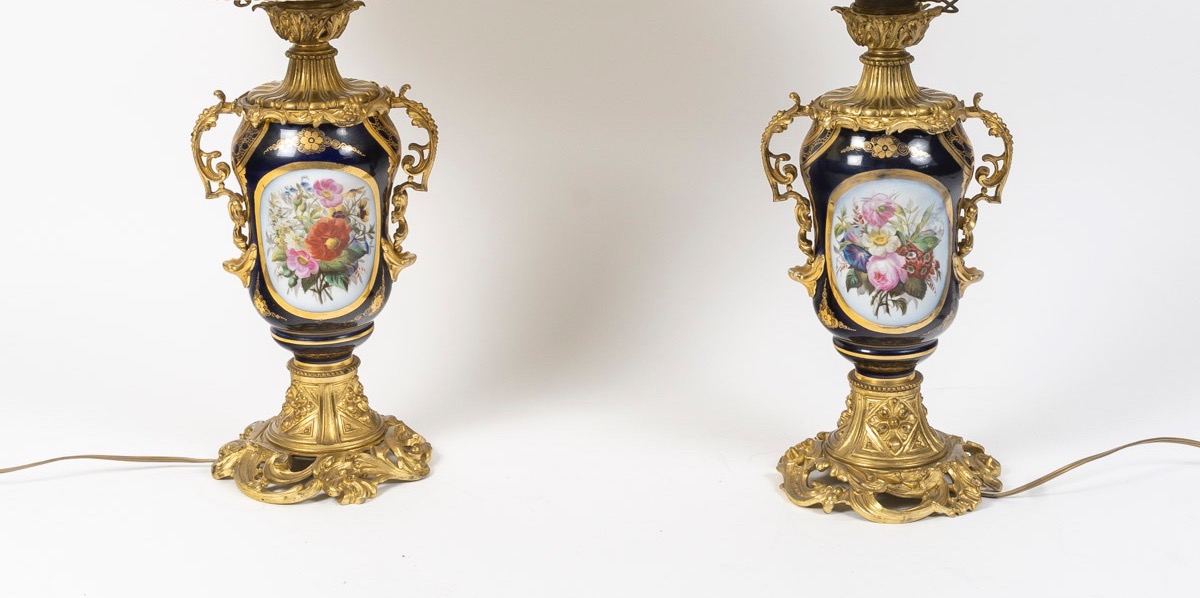 Pair Of Bayeux Porcelain And Gilt-bronze Lamps – Late 19th Century-photo-1