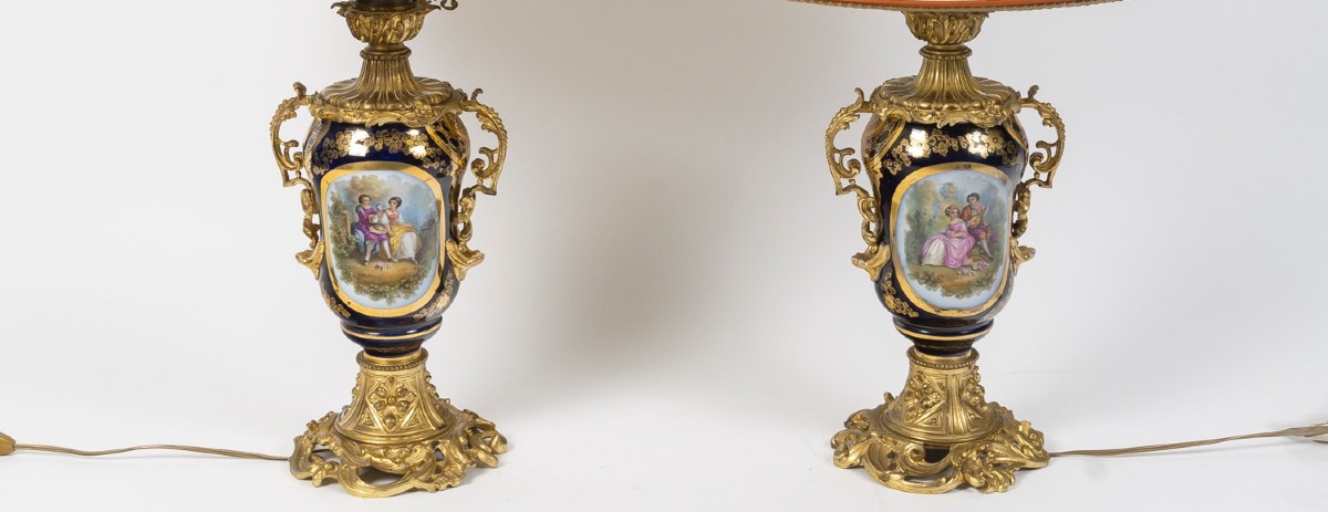Pair Of Bayeux Porcelain And Gilt-bronze Lamps – Late 19th Century-photo-2