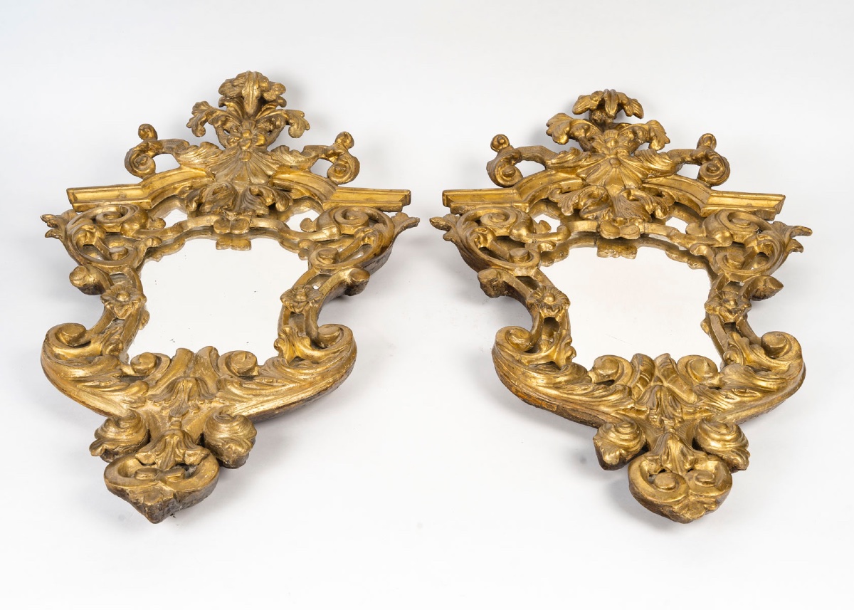 Une paire de miroirs en bois doré, XVIIIé siècle -photo-6