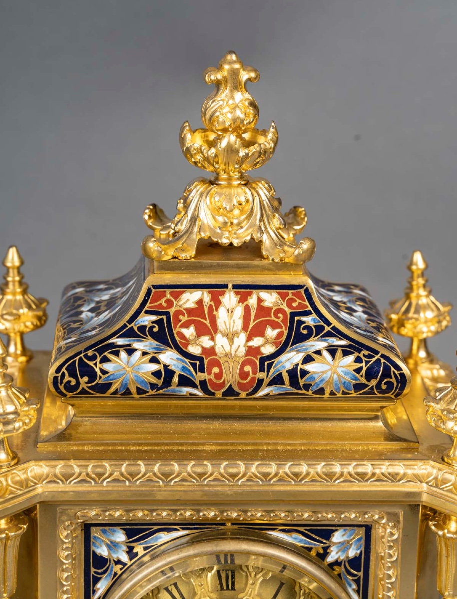 A Gilt Bronze And Cloisonné Enamel Set, 19th Century -photo-3