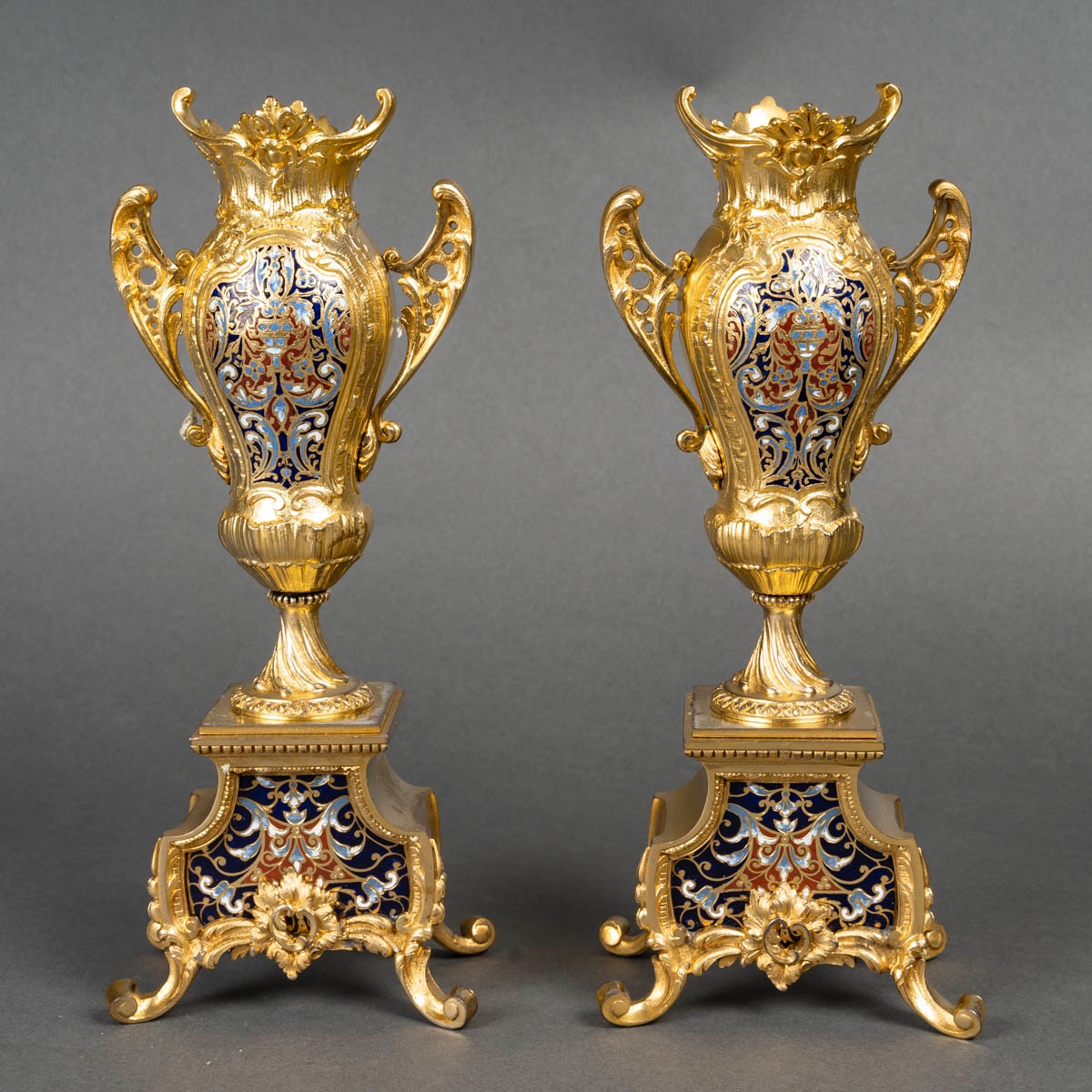 A Gilt Bronze And Cloisonné Enamel Set, 19th Century -photo-8