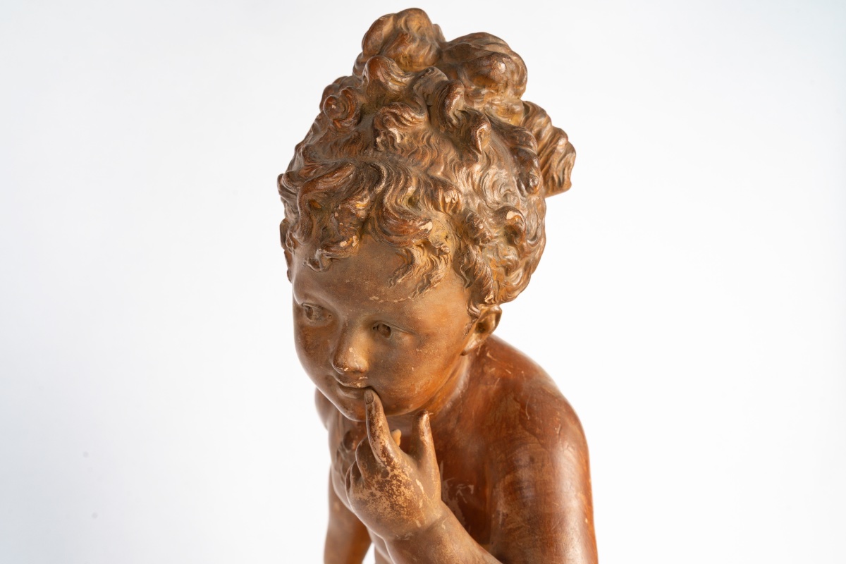 Sculpture Paul Dubois  en terre cuite Une fille d'Eve, fin XIXème siècle -photo-7