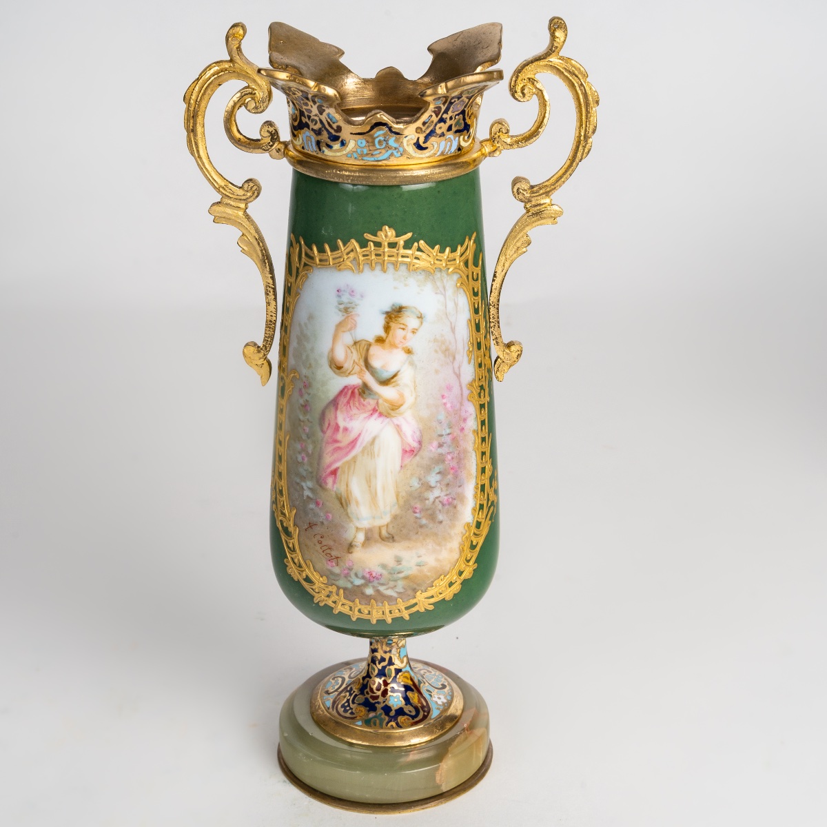 A Pair Of Porcelain And Cloisonné Bronze Vases, Late 19th Century -photo-2