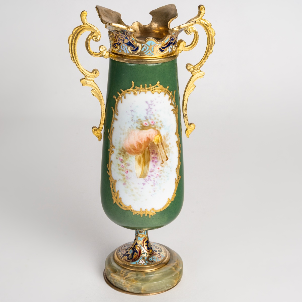 A Pair Of Porcelain And Cloisonné Bronze Vases, Late 19th Century -photo-4