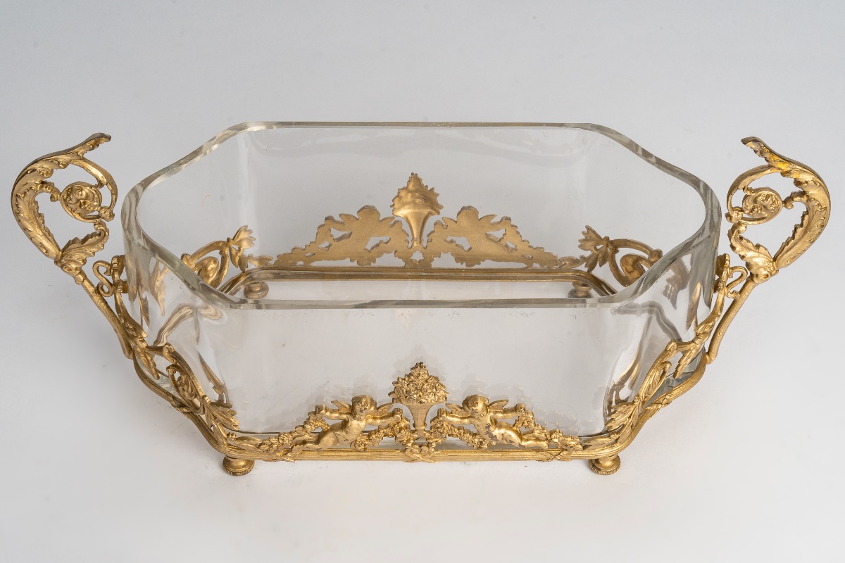 Une coupe-jardinière en cristal et bronze doré, fin XIXème siècle -photo-2