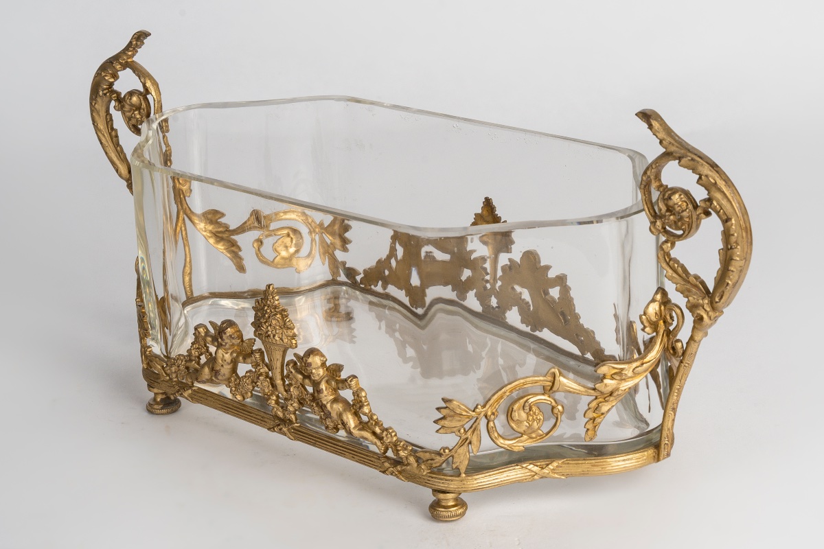 Une coupe-jardinière en cristal et bronze doré, fin XIXème siècle -photo-4