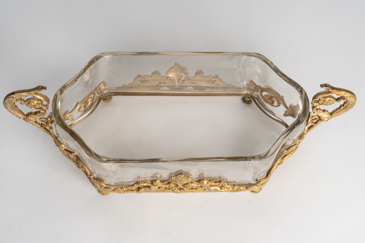 Une coupe-jardinière en cristal et bronze doré, fin XIXème siècle -photo-6
