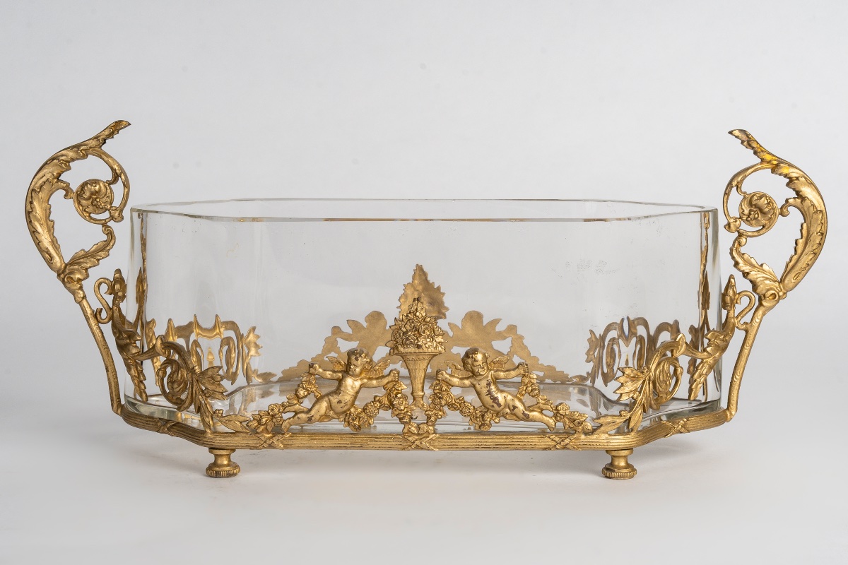 Une coupe-jardinière en cristal et bronze doré, fin XIXème siècle -photo-8