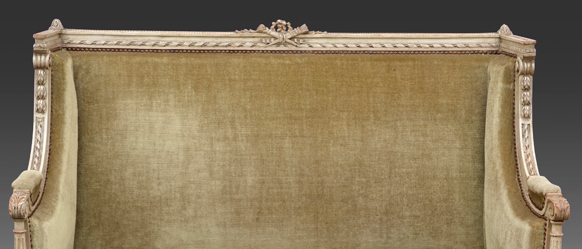 A Carved And Painted Wooden Sofa, Louis XVI Style, Late 19th Century -photo-4