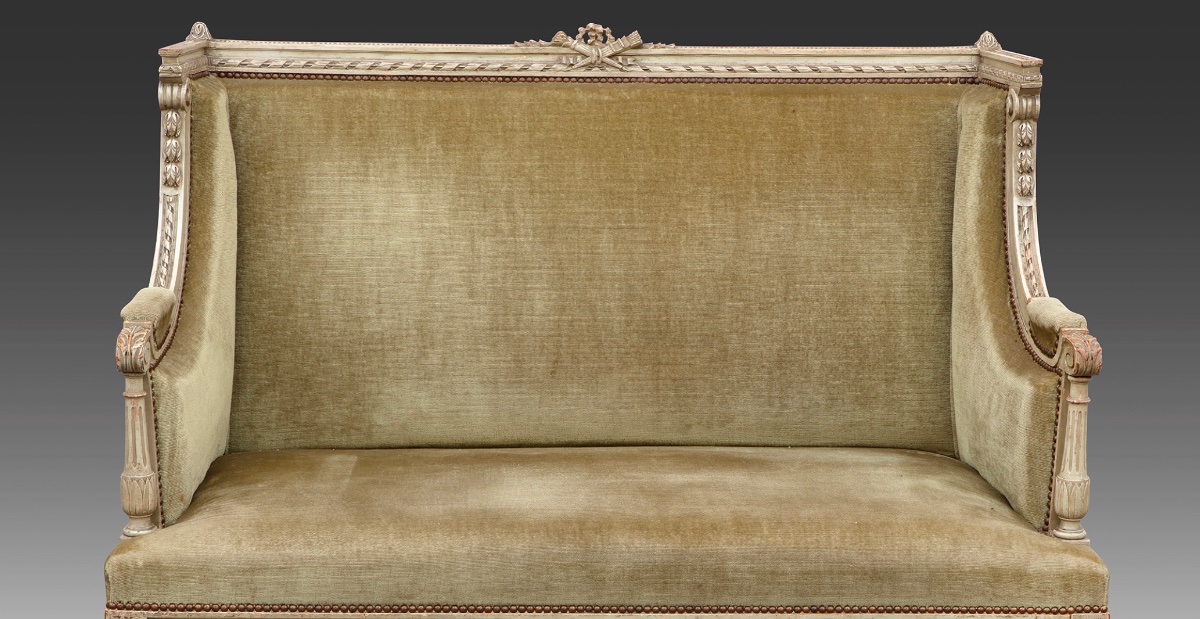 A Carved And Painted Wooden Sofa, Louis XVI Style, Late 19th Century -photo-7