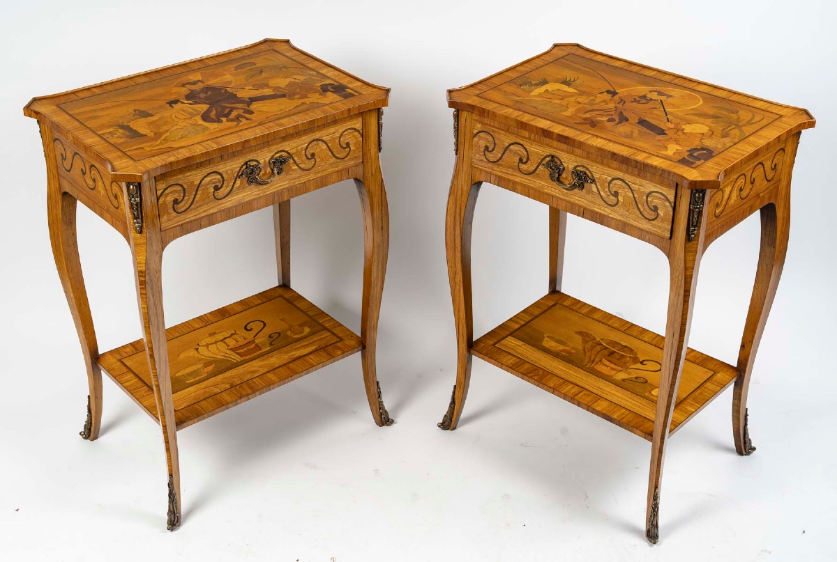 A Pair Of Marquetry Coffee Tables, Circa 1900-photo-4
