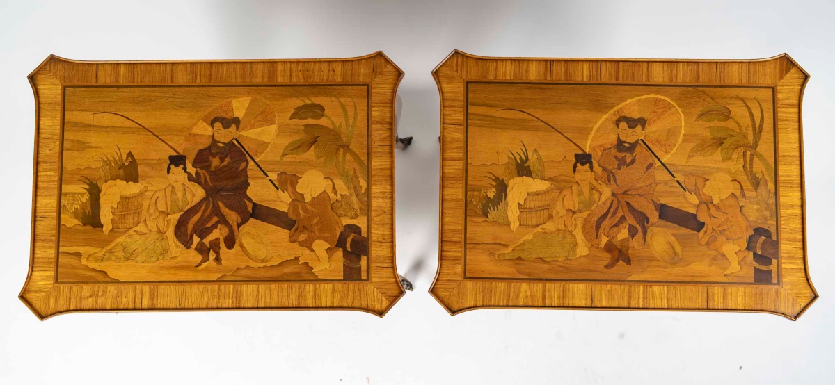 A Pair Of Marquetry Coffee Tables, Circa 1900-photo-1