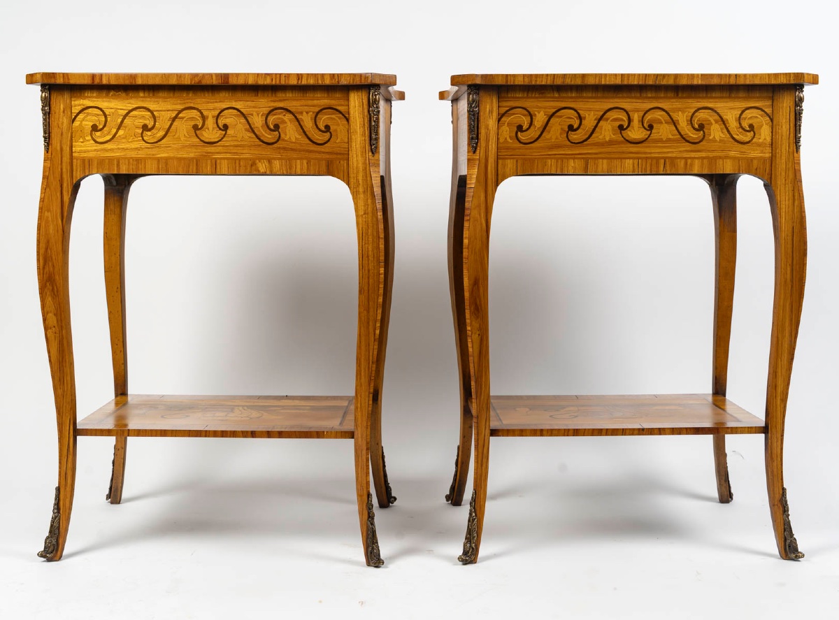 A Pair Of Marquetry Coffee Tables, Circa 1900-photo-4