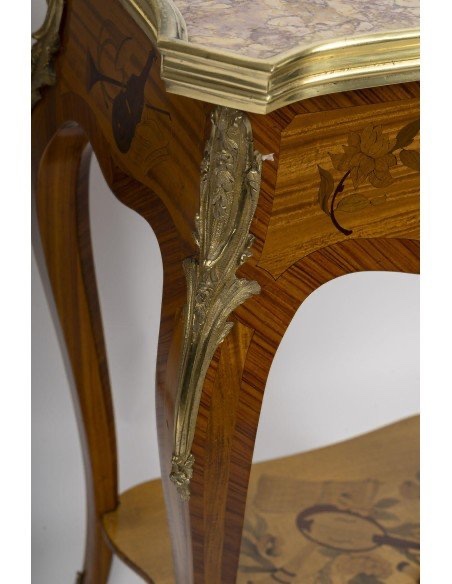 Louis XV Style Side Tables, Napoleon III Period, In Precious Wood Marquetry -photo-1