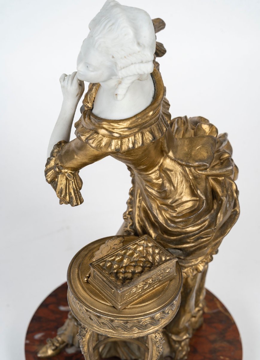 Une sculpture  Grisard en biscuit et régule doré, Art Nouveau  fin XIXème siècle -photo-3
