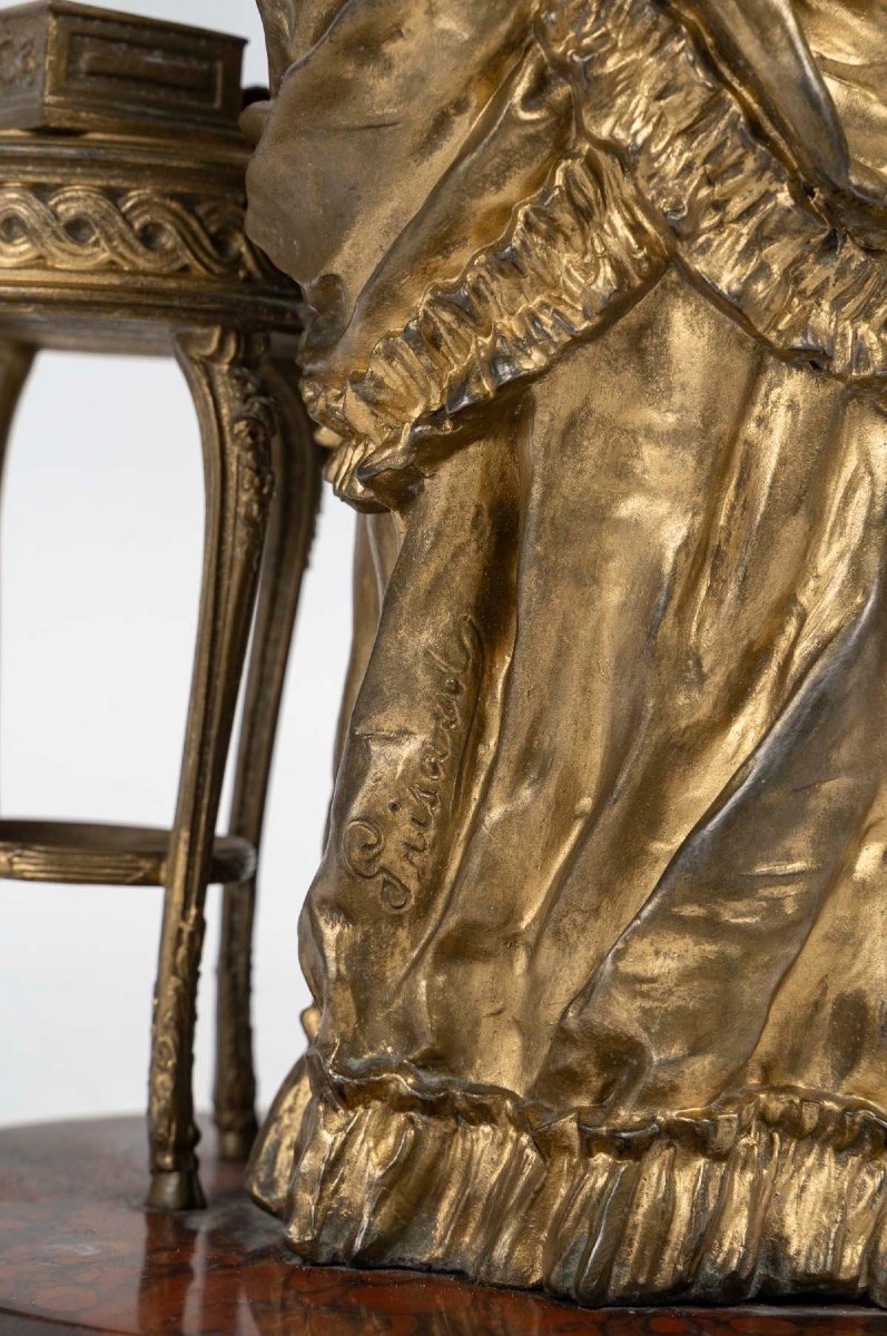 Une sculpture  Grisard en biscuit et régule doré, Art Nouveau  fin XIXème siècle -photo-4
