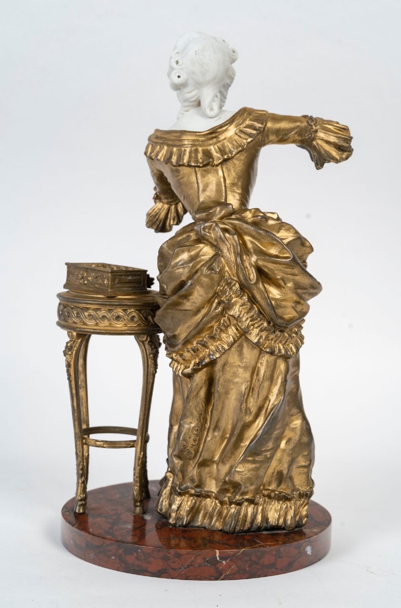 Une sculpture  Grisard en biscuit et régule doré, Art Nouveau  fin XIXème siècle -photo-6