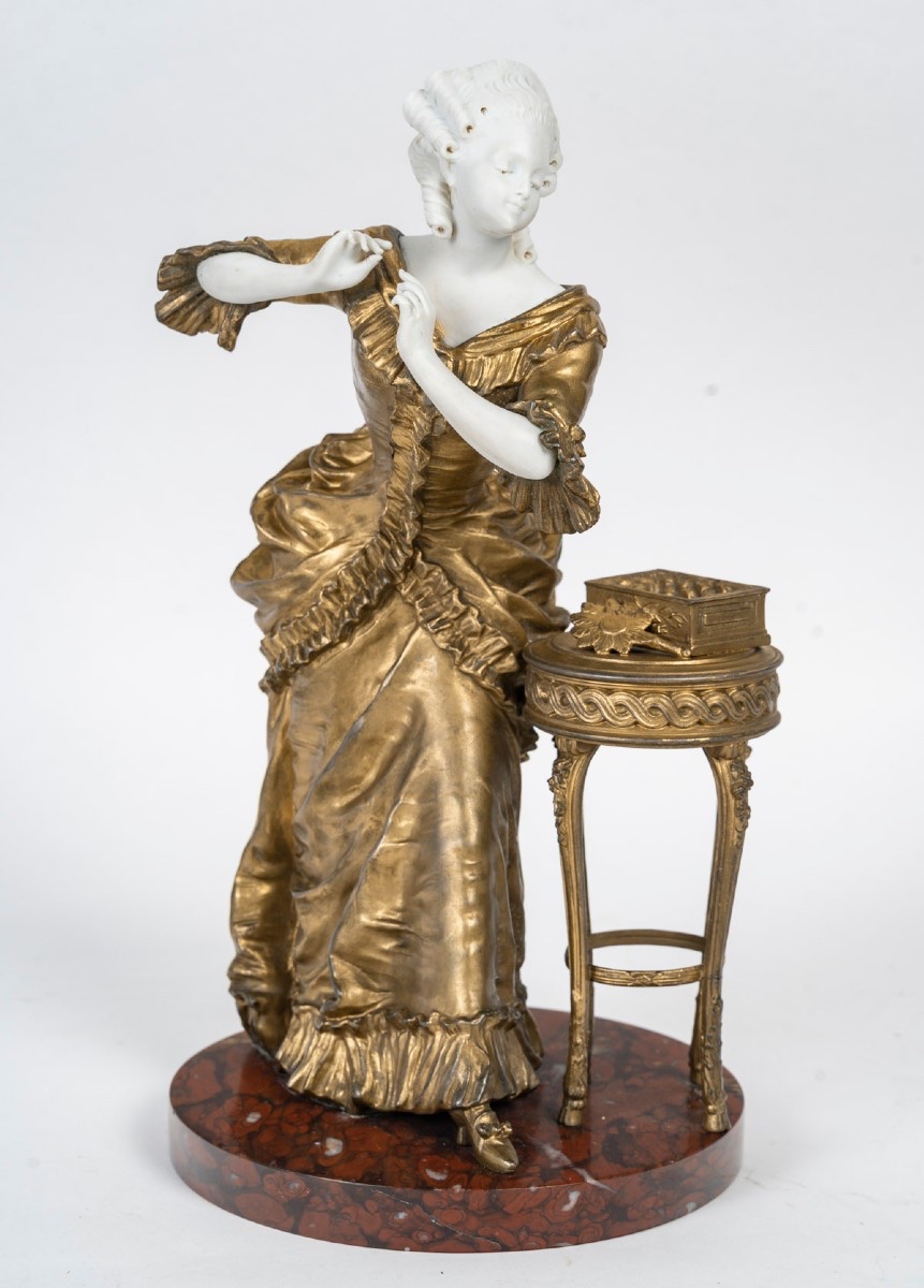 Une sculpture  Grisard en biscuit et régule doré, Art Nouveau  fin XIXème siècle -photo-7