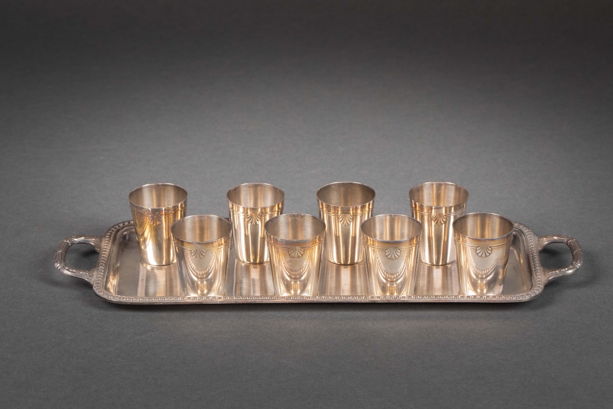 A Silver-plated Liqueur Service, Late 19th Century 