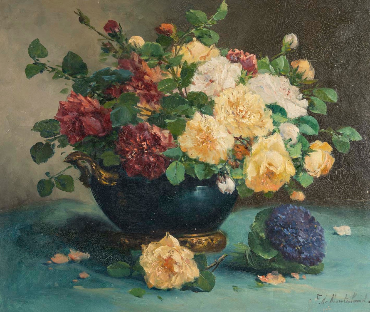 Flowers Painting  Cauchois Eugène Henri, End Of XIXth Century -photo-2