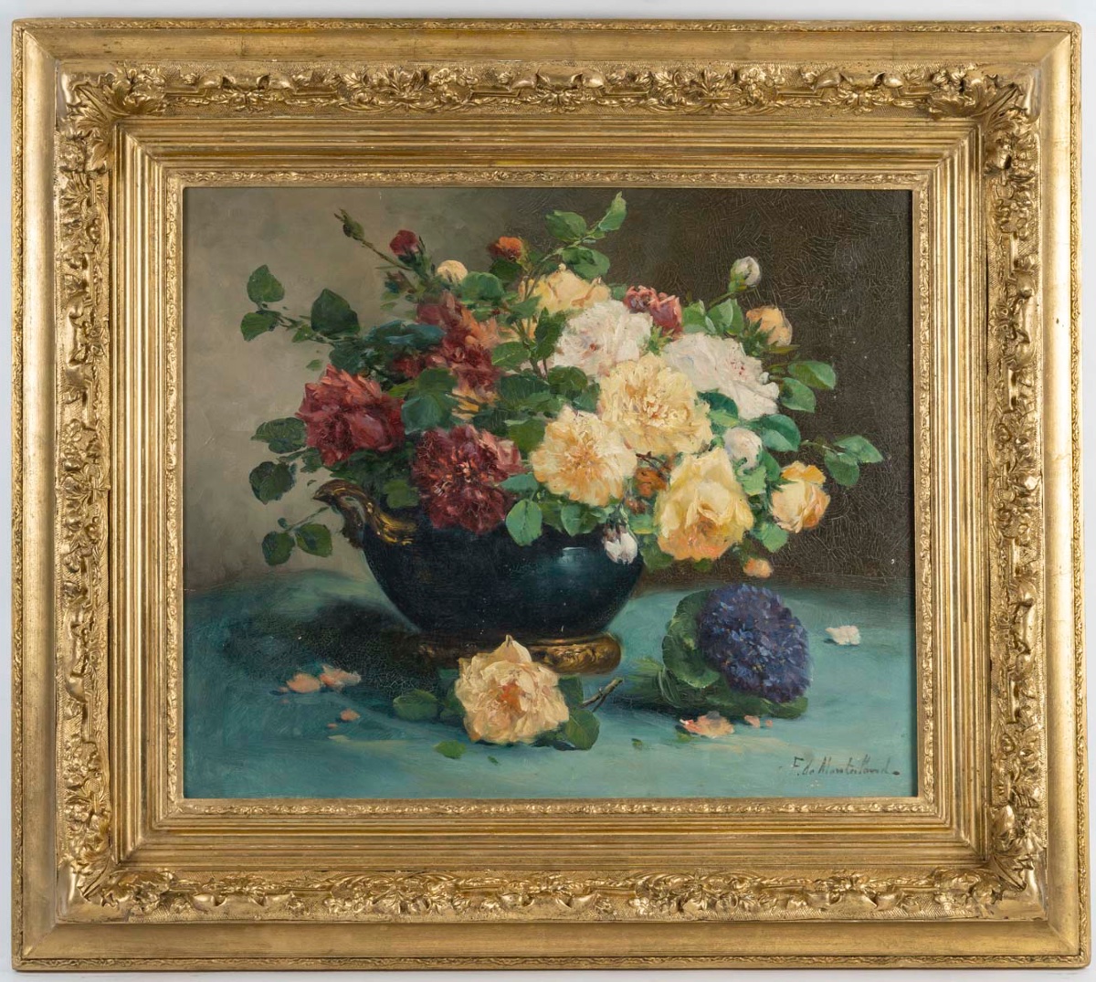 Flowers Painting  Cauchois Eugène Henri, End Of XIXth Century -photo-4