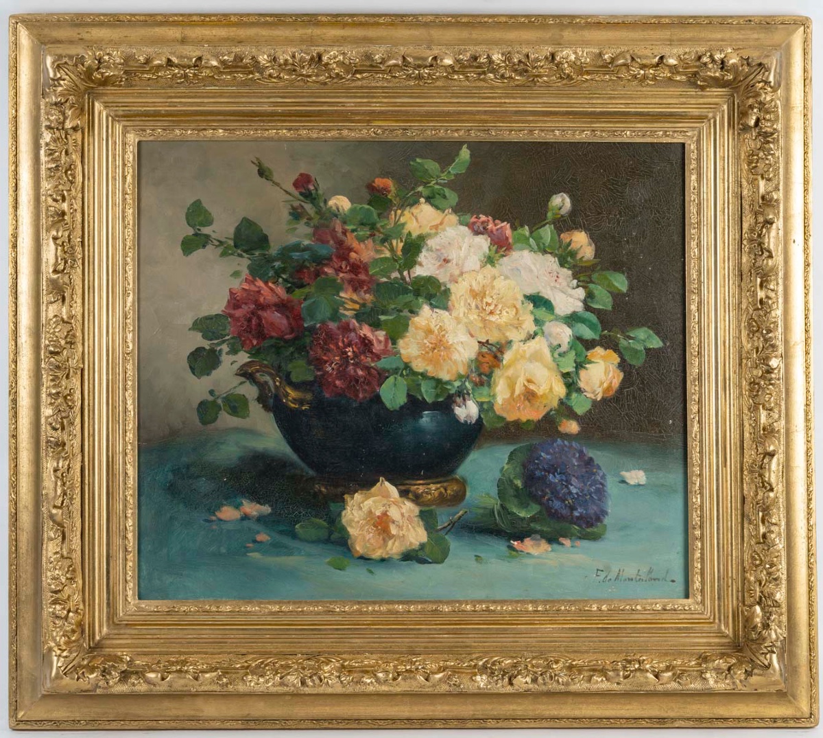 Flowers Painting  Cauchois Eugène Henri, End Of XIXth Century 