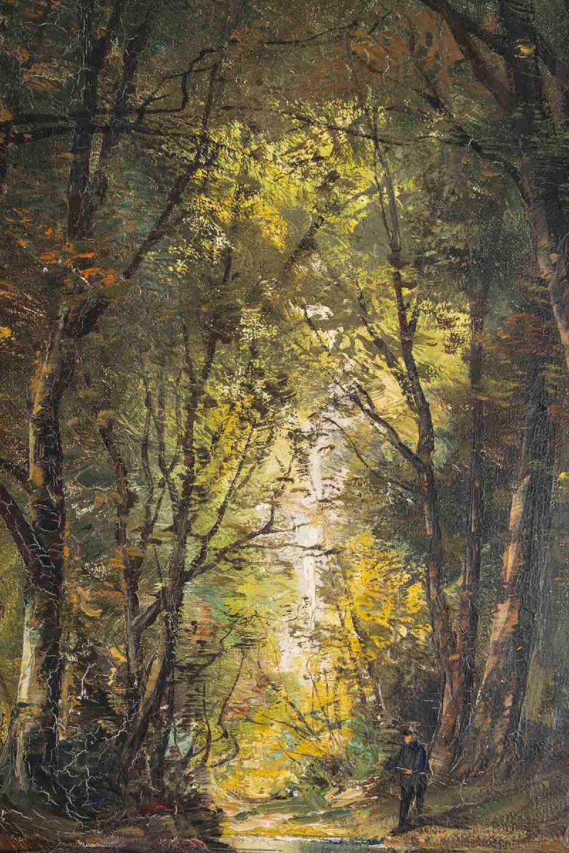 Pair Of Undergrowth Paintings, Late 19th Century-photo-2