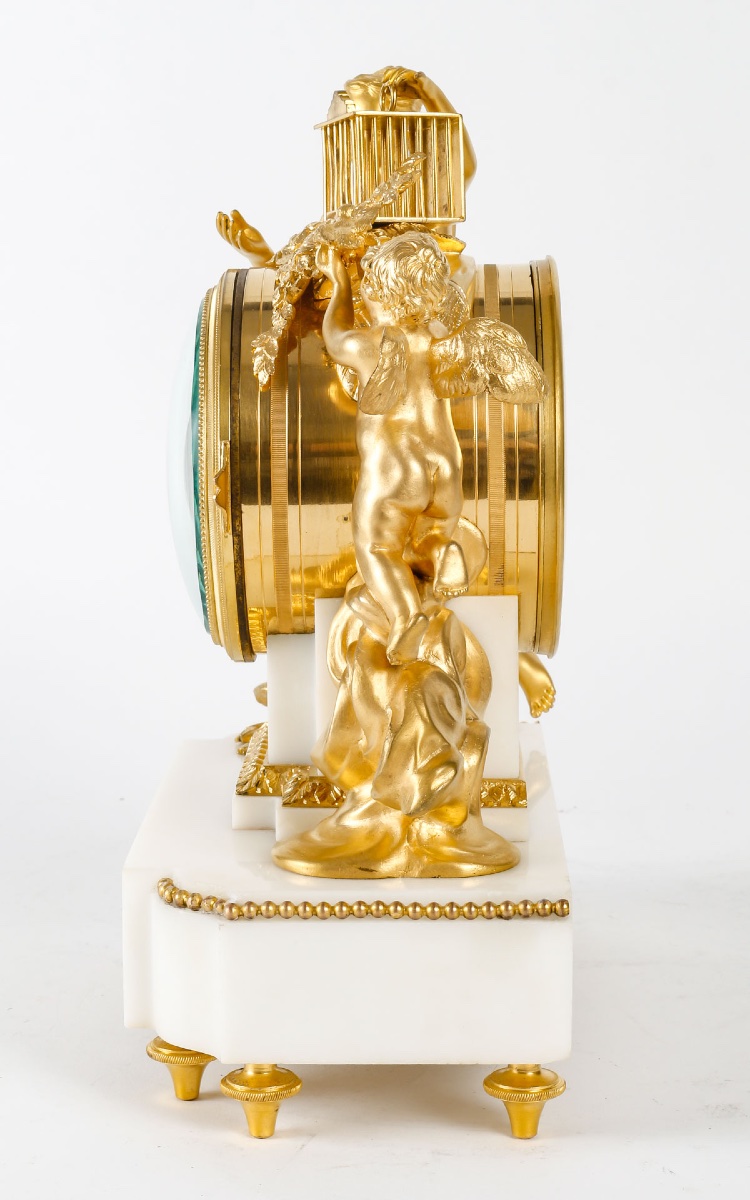 A Gilt Bronze And White Marble Clock, Louis XVI Style, 19th Century -photo-5