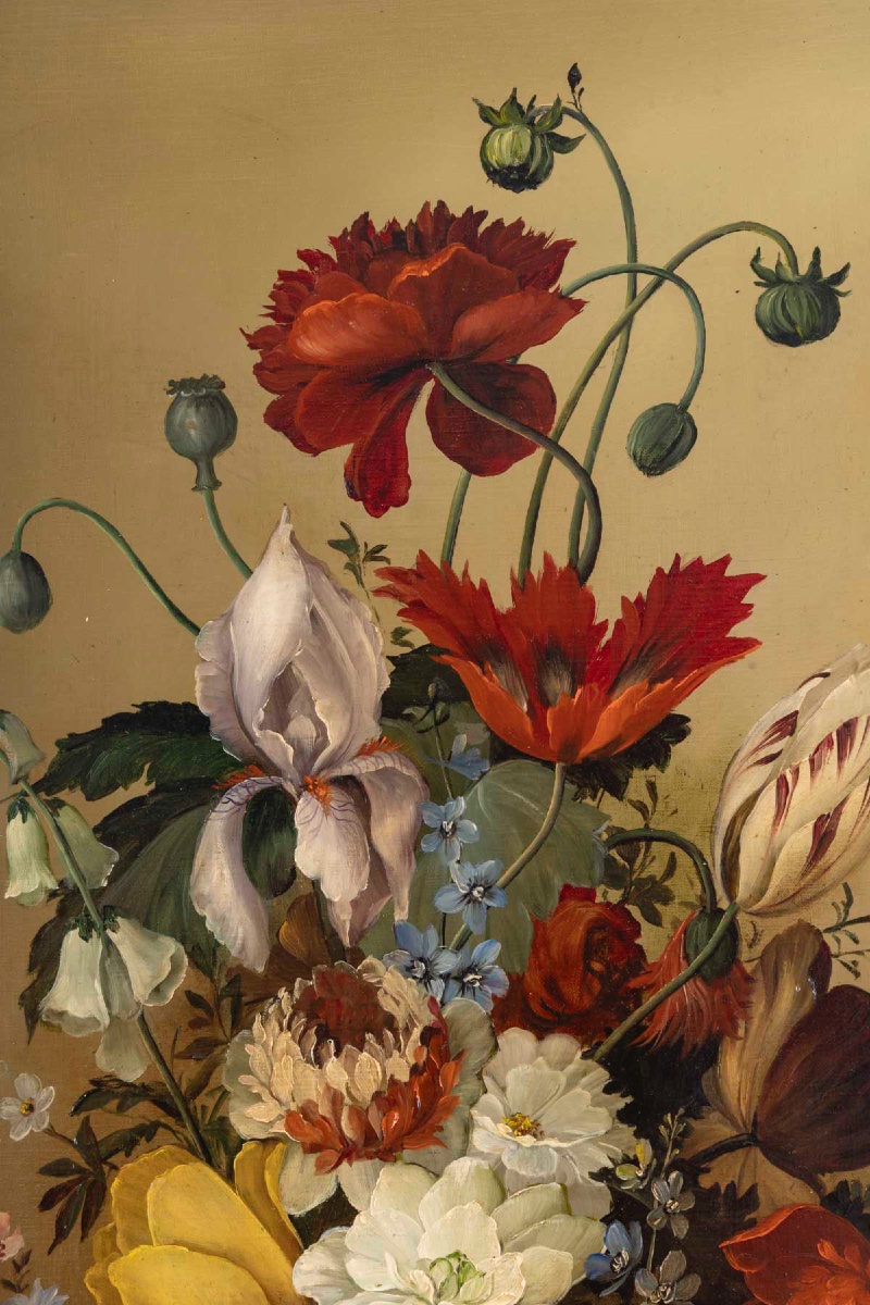An Oil On Canvas Floral Composition, Late 19th Century -photo-3