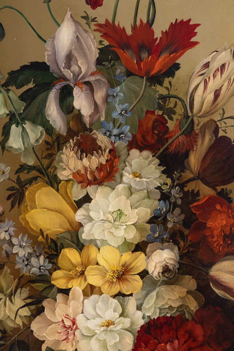 An Oil On Canvas Floral Composition, Late 19th Century -photo-2