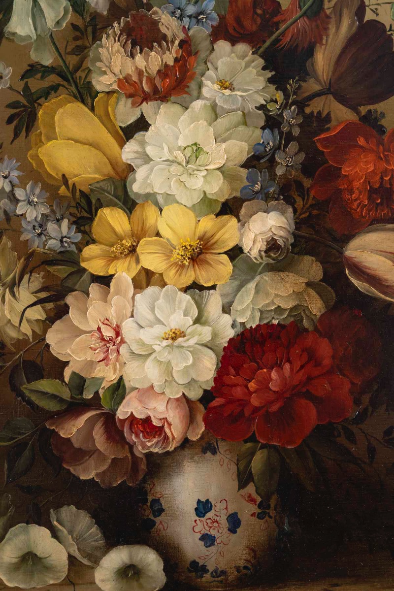 An Oil On Canvas Floral Composition, Late 19th Century -photo-3