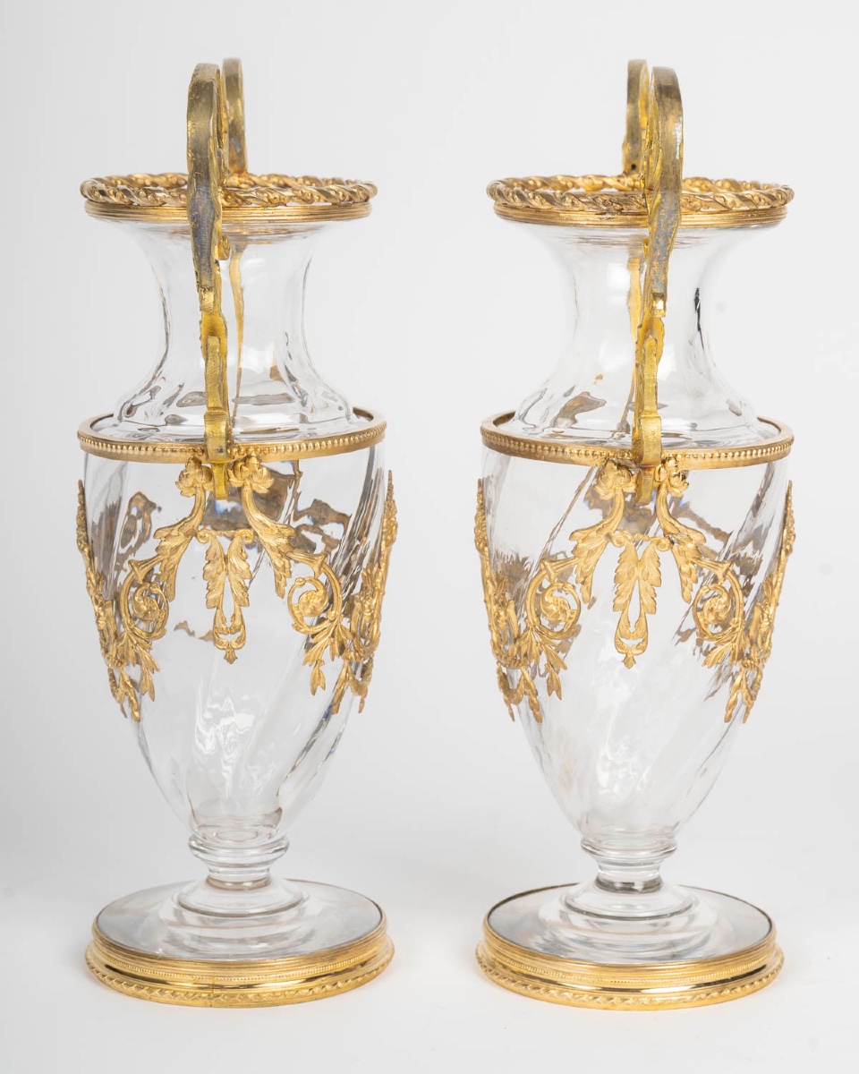 Cristal une paire de vases en cristal et bronze doré, fin XIXème siècle -photo-1