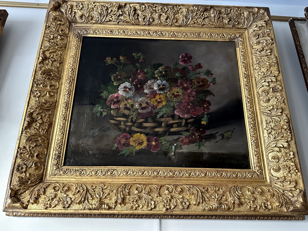 Une paire de tableaux huile sur toile, composition floral Koch , fin XIXème siècle -photo-6