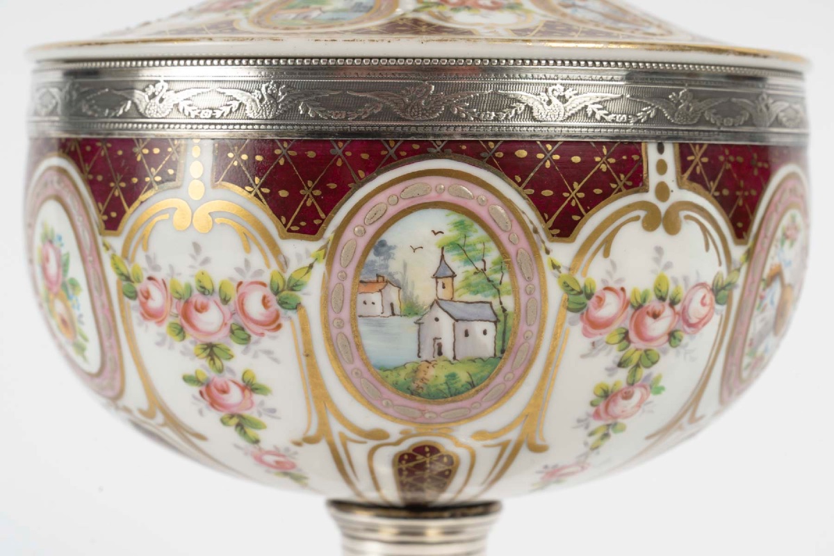 A Candy Dish In Porcelain And Solid Silver, Late 19th Century -photo-2