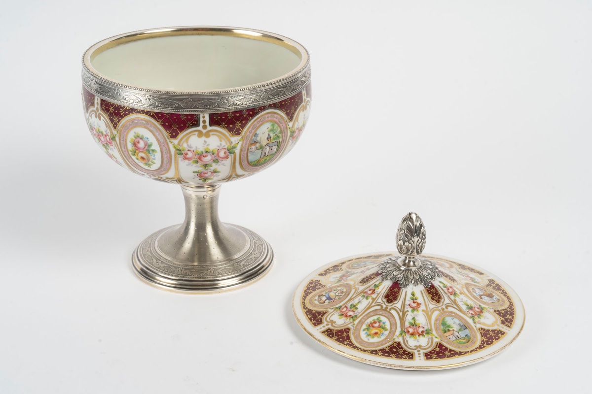 A Candy Dish In Porcelain And Solid Silver, Late 19th Century -photo-4