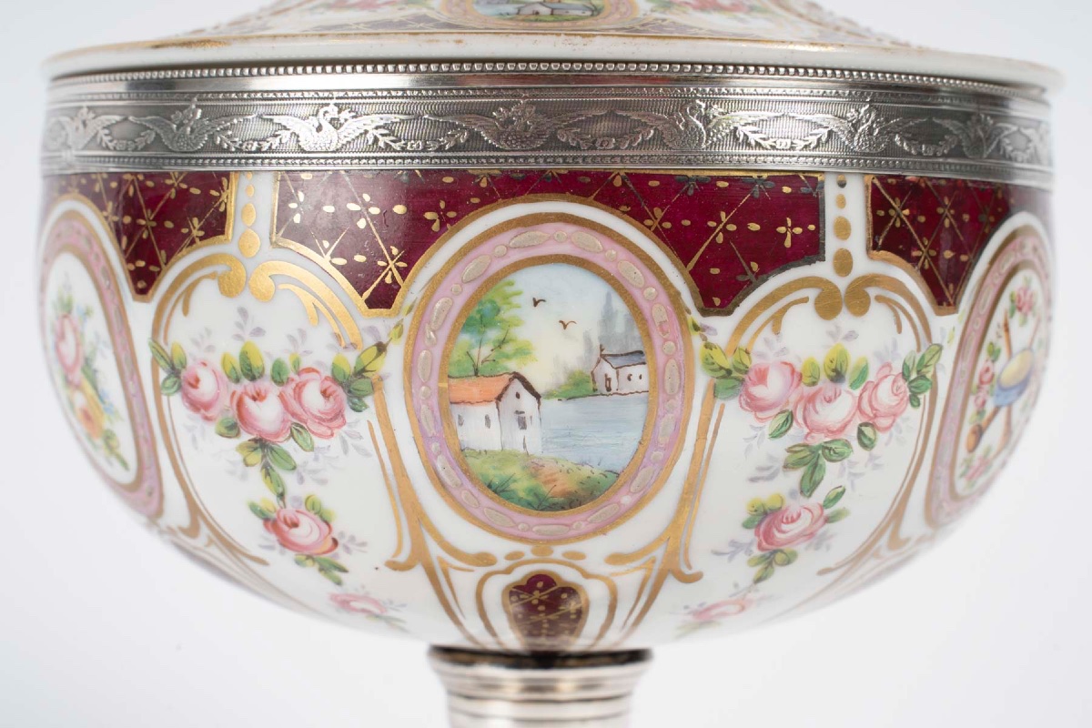 A Candy Dish In Porcelain And Solid Silver, Late 19th Century -photo-6