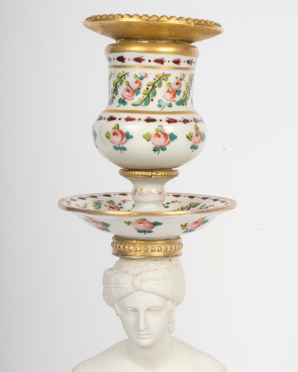 A Pair Of Sévres Porcelain And Biscuit Candlesticks, Late 19th Century -photo-1