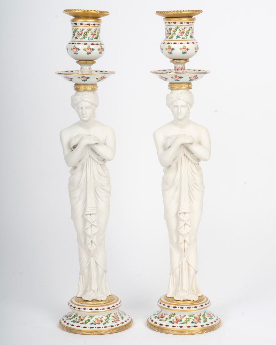A Pair Of Sévres Porcelain And Biscuit Candlesticks, Late 19th Century -photo-3