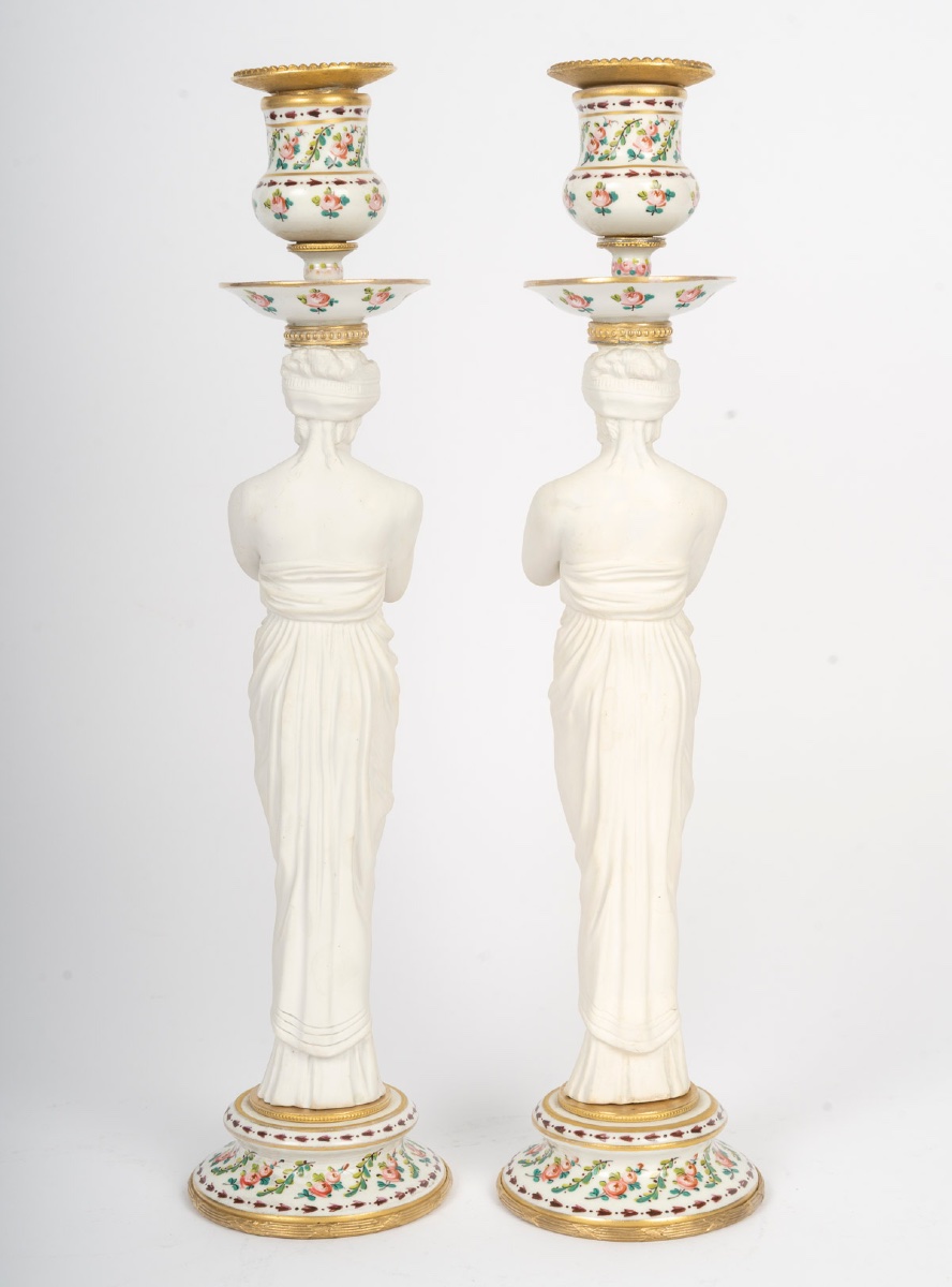 A Pair Of Sévres Porcelain And Biscuit Candlesticks, Late 19th Century -photo-6