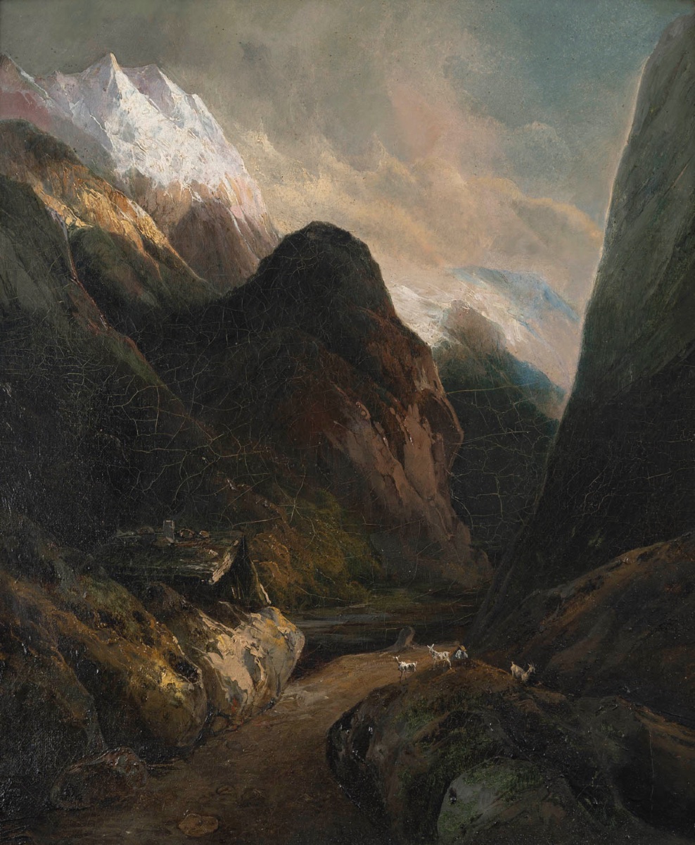 Une paire de tableaux, paysage de montagne fin XIXème siècle -photo-2